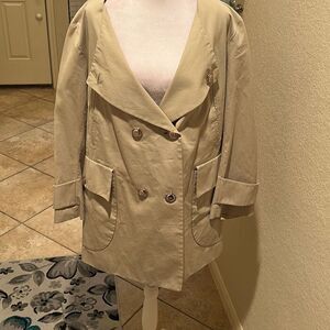 Yves Saint Laurent Women's 34 Cotton Trench Coat Beige Tan Fields Jacket Neutral